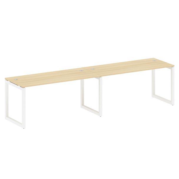 Metal System Quattro Р. ст. на 2 раб. места на О-образном м/к 50БО.СМ-2.4 Акация/Белый металл 3200*720*750 - Вид 1