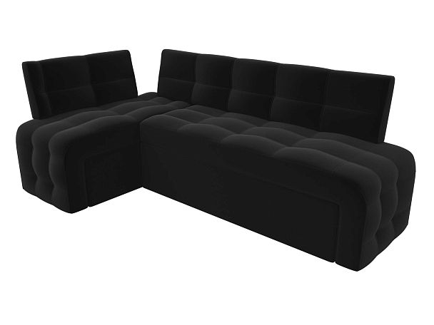 Кухонный угловой диван Люксор левый (полностью микровельвет черный) - Вид 4