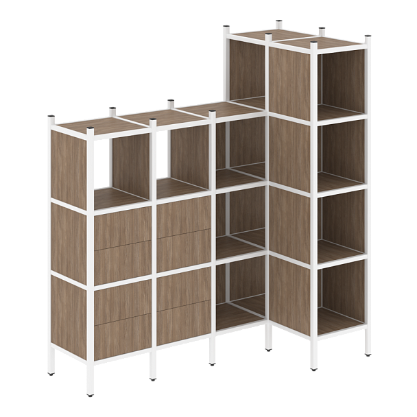 Loft Угловой внутренний стеллаж наборный VR.L-47 Дуб аризона/Белый металл 1694*862*1869 - Вид 1
