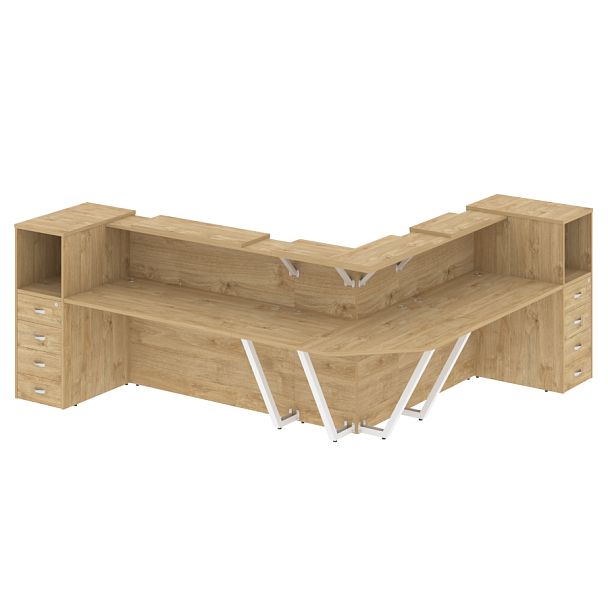 Ресепшн Г-образный "Onix" O.R-K-33 тиквуд светлый/белый - Вид 1