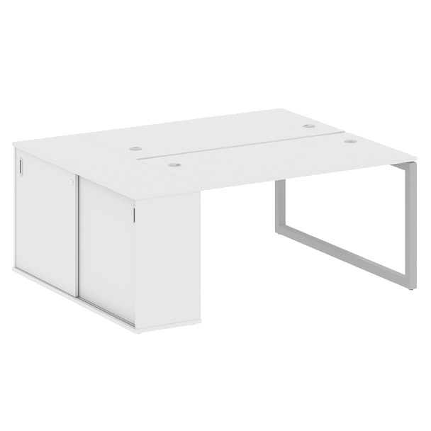 Metal System Quattro Р. ст. с шкафом-купе на О-образном м/к 50БО.РС-СШК-1.3 Т Белый/Серый металл 1810*1475*750 - Вид 1