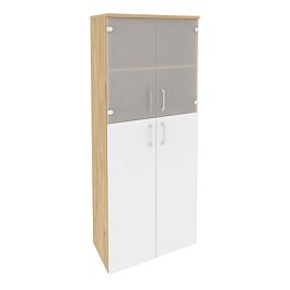 Onix Шкаф высокий широкий O.ST-1.7 Тиквуд светлый/Белый бриллиант 800*420*1977 - Фото предпросмотра