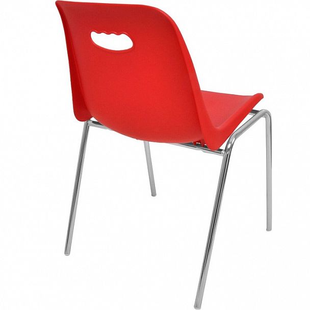 Стул Venezia (4 ножки) каркас хром, красный, стопируемый - Вид 2