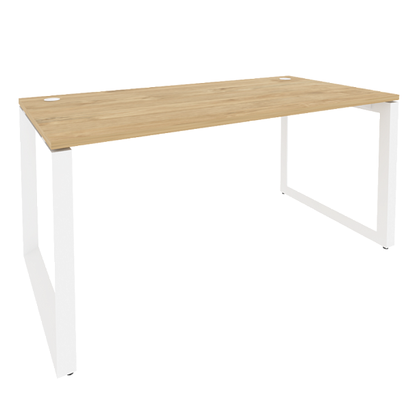 Onix Стол рабочий на О-образном м/к O.MO-SP-4.8 Тиквуд светлый/Белый металл 1580*800*750 - Вид 1