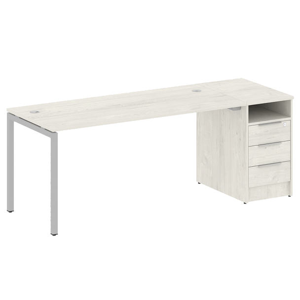 Metal System Quattro Р. ст. с тумбой на П-образном м/к 40БП.РС-СТП-1.4 Дуб наварра/Серый металл 2012*720*750 - Вид 1