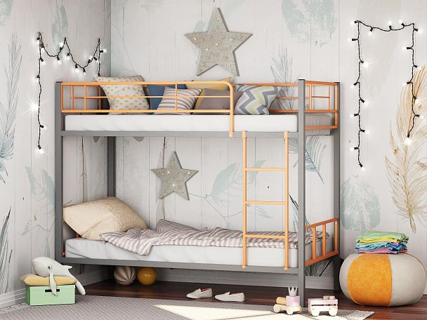 Кровать-чердак "Севилья-2.01 комбо" оранжевый/серый - Вид 1