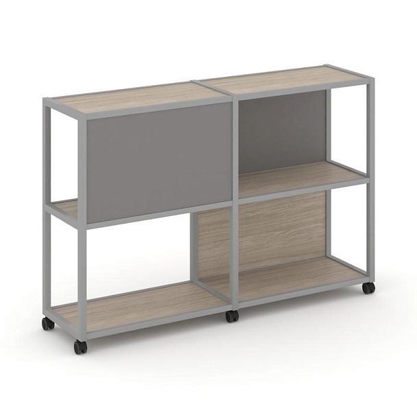 Shelf Mobile Стеллаж 3 уровня 2 секции VR.LT-STK-313.06 Дуб Аттик/Металл Серый/W-11 1170*400*1046 - Вид 1