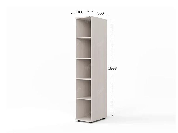 UNITY РШ-4Г ДУБ МОЛОЧНЫЙ Стеллаж открытый Прямой 366х550х1966 - Вид 1
