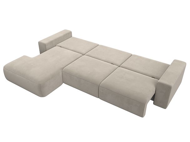 Диван угловой Лига-036 Классик Лонг левый угол Микровельвет бежевый - Вид 10
