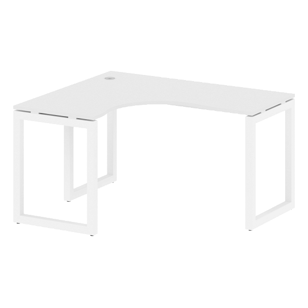 Metal System Quattro Стол криволинейный левый на О-образном м/к 50БО.СА-3 (L) Белый/Белый металл 1400*1200*750 - Вид 1