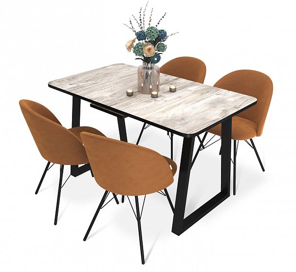 Обеденная группа Sheffilton SHT-DS231 дуб аляска/черный/горчичный/черн.муар - Вид 2