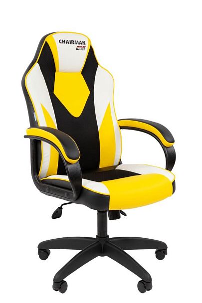 Кресло Chairman game 17 Россия экокожа черный/желтый/белый - Вид 1