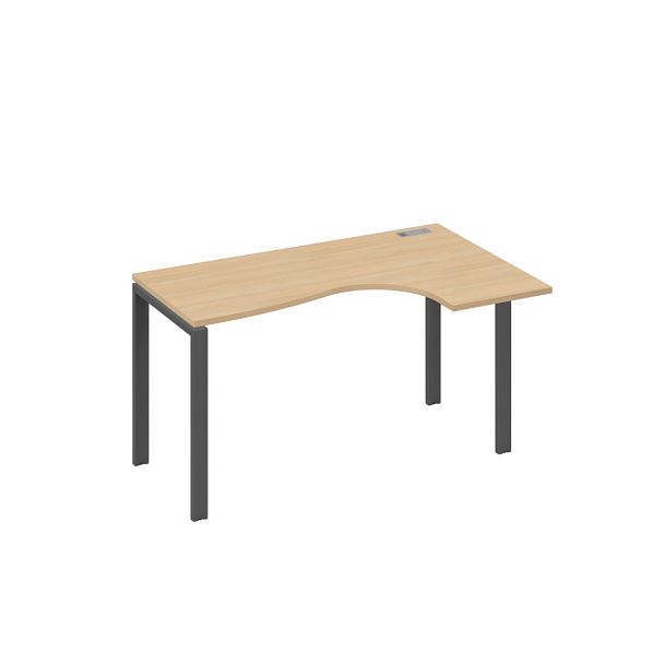 Стол эргономичный правый "Классика" на металлокаркасе UNO A4 А4 Б1 034 БП натуральный дуб / металлокаркас антрацит - Вид 1