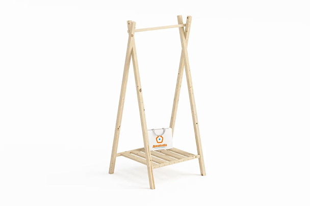 Вешалка-рейл напольная деревянная, сосна, цвет натуральный - Вид 1