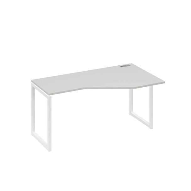 Стол эргономичный правый "Техно" на металлокаркасе QUATTRO A4 А4 Б4 056 БП серый / металлокаркас белый - Вид 1