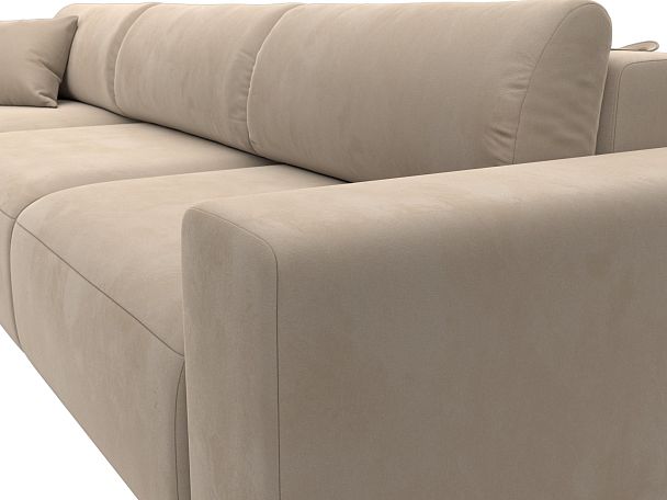 Диван угловой Лига-036 Классик Лонг левый угол Велюр бежевый - Вид 4