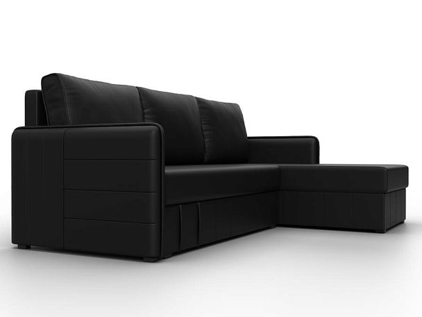 Диван угловой Слим угол универсальный Экокожа черный - Вид 3