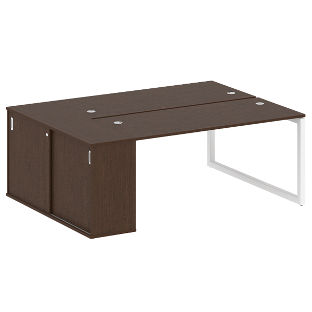 Metal System Quattro Р. ст. с шкафом-купе на О-образном м/к 50БО.РС-СШК-1.4 Т Венге/Белый металл 2010*1475*750 - Вид 1