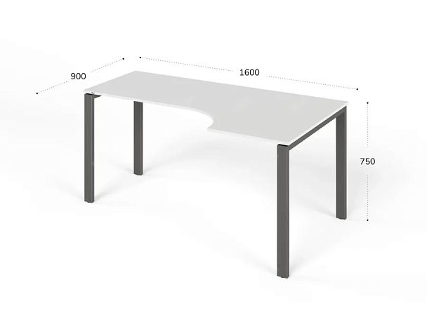 ЛАЙТ / LIGHT RLG016-14x9R Угловой стол 160x90x75 Белый - Вид 2