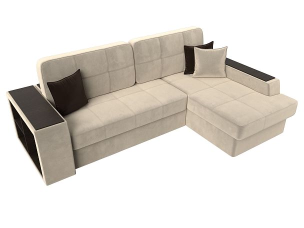 Угловой диван Брюссель правый (полностью микровельвет бежевый) - Вид 5
