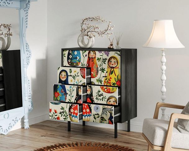 Комод на восемь ящиков Emerson Матрешки арт EM20/Art04 - Вид 2