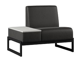Диван Everprof Solo одноместный со столиком справа Металл Черный Экокожа Черный ЛДСП Серый - Фото предпросмотра