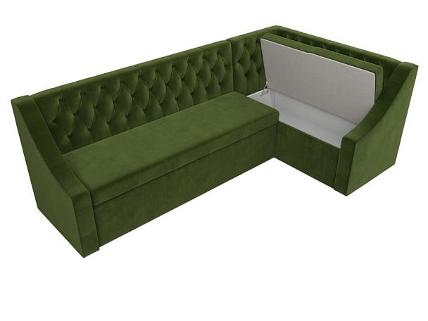 Кухонный угловой диван Мерлин правый (полностью микровельвет зеленый) - Вид 6