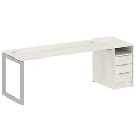 Metal System Quattro Р. ст. с тумбой на О-образном м/к 50БО.РС-СТП-1.5 Дуб наварра/Серый металл 2212*720*750 - Фото предпросмотра