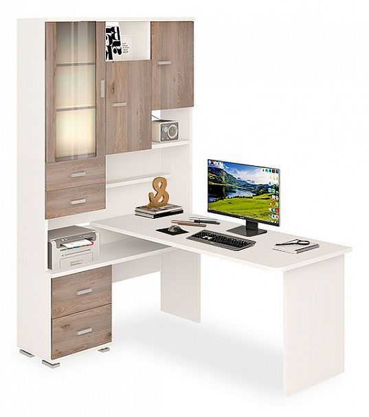 Стол компьютерный Домино СР-620/160 Белый/Нельсон левый - Вид 1