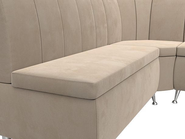 Кухонный угловой диван Кантри правый (полностью велюр бежевый) - Вид 4