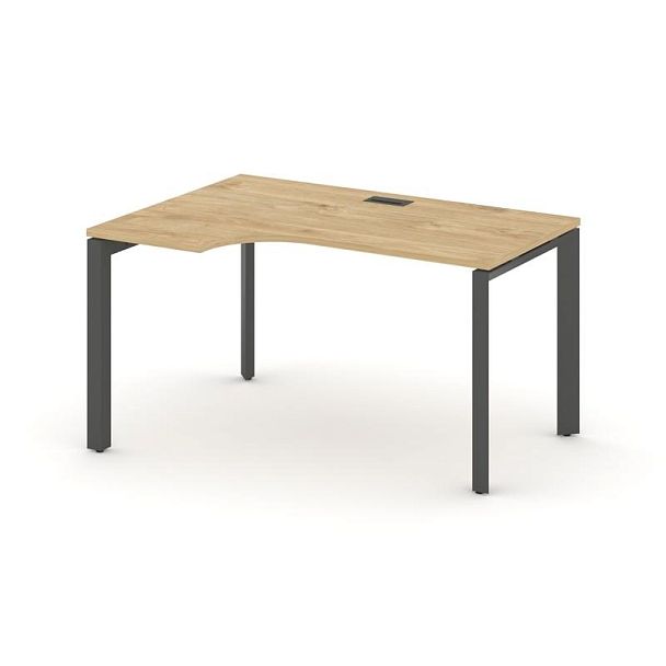 Style Project Next Стол рабочий эргономичный SN-59P.SPA-001(L) Тиквуд Светлый/Металл Антрацит/Черный Заглушка 1380*600/980*750 - Вид 1