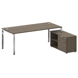 Metal System Direct Стол руковододителя с тумбой правый БГ.СРТ-6.9 (R) Вяз/Нерж. сталь 2100*1720*750 - Фото предпросмотра