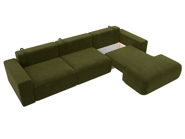 Диван угловой Лига-036 Классик Лонг правый угол Микровельвет зеленый - Вид 7