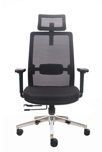 Кресло офисное / Right black / черная сетка / черная ткань /хром база - Вид 2