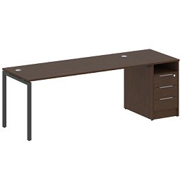 Metal System Quattro Р. ст. с тумбой на П-образном м/к 40БП.РС-СТП-1.5 Венге/Антрацит металл 2212*720*750 - Фото предпросмотра