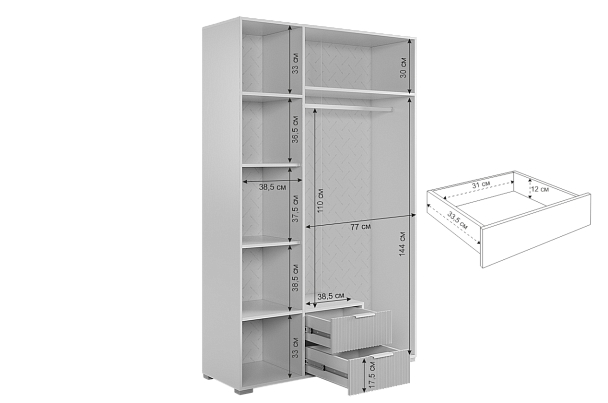 Зефир Шкаф трехдверный 109.02 UL.109-M.103.02.3262 - Вид 4