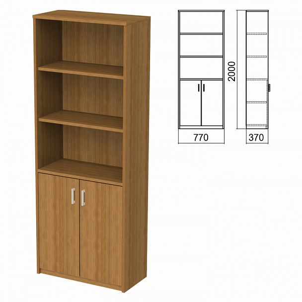 Шкаф полузакрытый "Арго", 770х370х2000 мм, 2 двери, 4 полки, орех - Вид 1