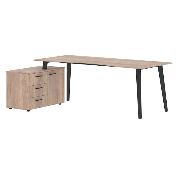 Стол руководителя с тумбой JCT 2013(L) Дуб Каньон/Антрацит 2000х1300х750 JAY - Вид 1