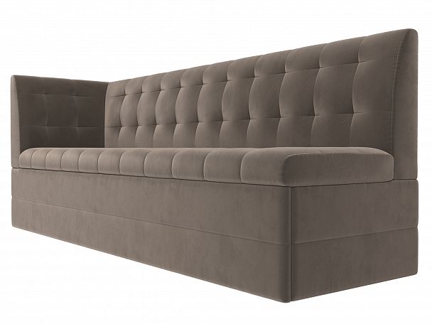 Кухонный диван Бриз с левым углом (полностью велюр коричневый) - Вид 3