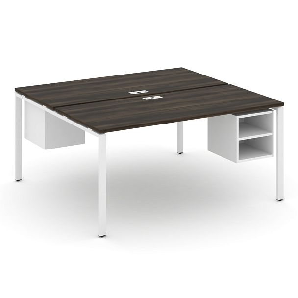 Concept Рабочая станция 2 сторонняя с подвесными тумбами на 2 места CN.DRS-108 Дуб Мали/Белый Бриллиант/Металл Белый 1580*1480*750 - Вид 1