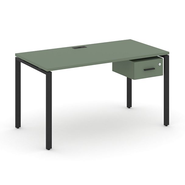 Concept Стол рабочий с подвесной тумбой с одним ящ. CN.SP-111 B Кобо/Металл Черный 1380*720*750 - Вид 1