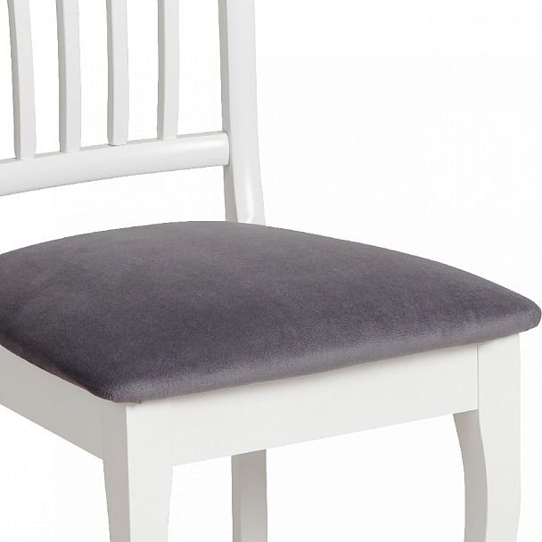 Комплект деревянных стульев с мягким сиденьем Элин Белый/Серый велюр, 2 шт. - Вид 11
