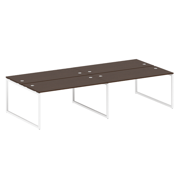 Metal System Quattro Р. ст. на 4 раб. места на О-образном м/к 40БО.СМ-4.4 Венге/Белый металл 3200*1475*750 - Вид 1