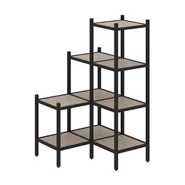 Loft Угловой внутренний стеллаж наборный VR.L-36 Дуб аттик/Чёрный металл 862*862*1458 - Фото предпросмотра