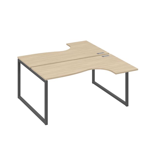 Рабочая станция QUATTRO (2х160) столы Классика эргономичные A4 А4 Б4 182 БП дуб скандинавский / металлокаркас антрацит - Вид 1