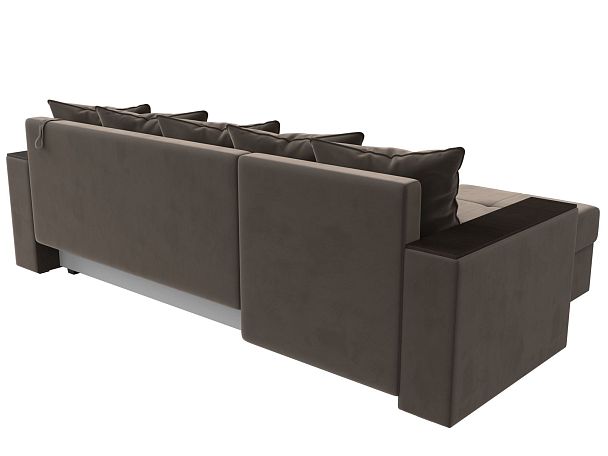 Диван угловой Дубай Лайт угол левый (полностью велюр коричневый) - Вид 6