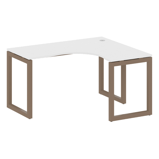 Metal System Quattro Стол криволинейный правый на О-образном м/к 50БО.СА-3 (R) Белый/Мокко металл 1400*1200*750 - Вид 1