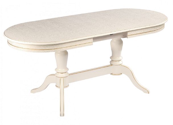 Обеденная группа стол Арей 160(210)х90х76 Слоновая кость с золотой патиной и 4 стула Арктос Слоновая кость с золотой патиной/Бежевый жаккард - Вид 4