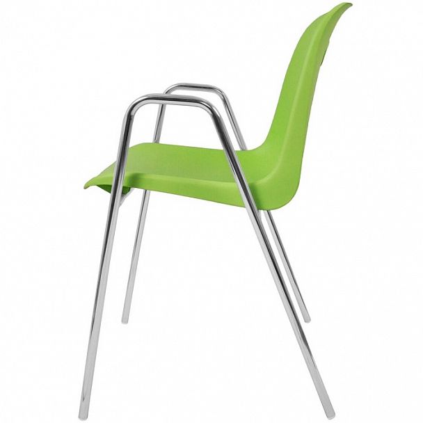 Стул Venezia (4 высокие ножки c подлокотниками), каркас хром, зеленый, стопируемый - Вид 4