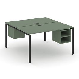 Concept Рабочая станция 2 сторонняя с подвесными тумбами на 2 места CN.DRS-105 Кобо/Металл Черный 980*1480*750 - Фото предпросмотра